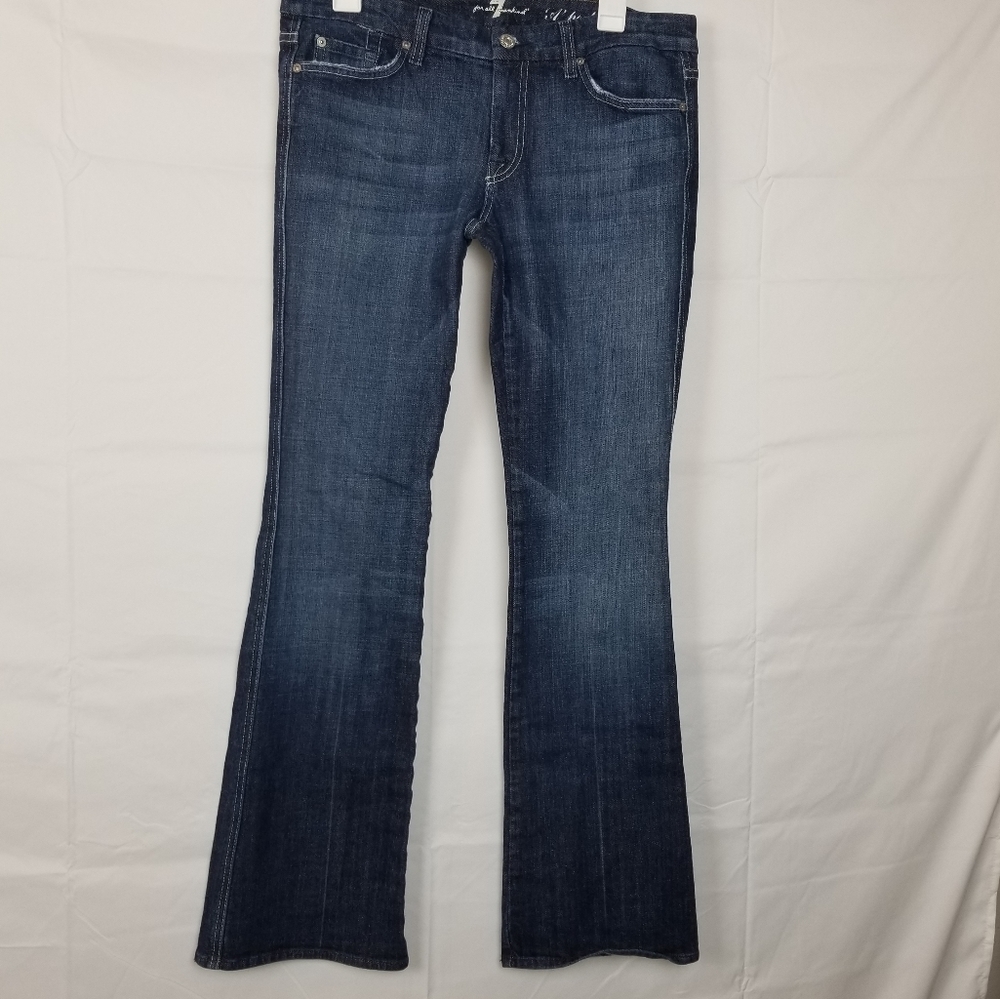 7 For All Mankind Womens A Pocket Boot Cut Jeans Blue Whiskered Low Rise 31